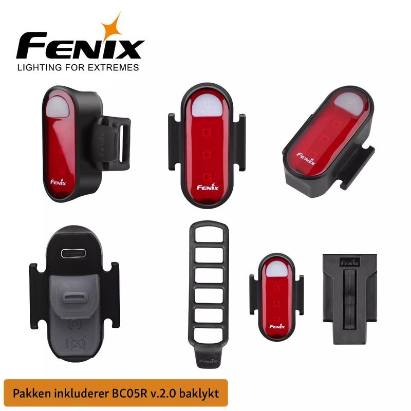 Fenix sykkellykt BC26R og baklykt BC05R